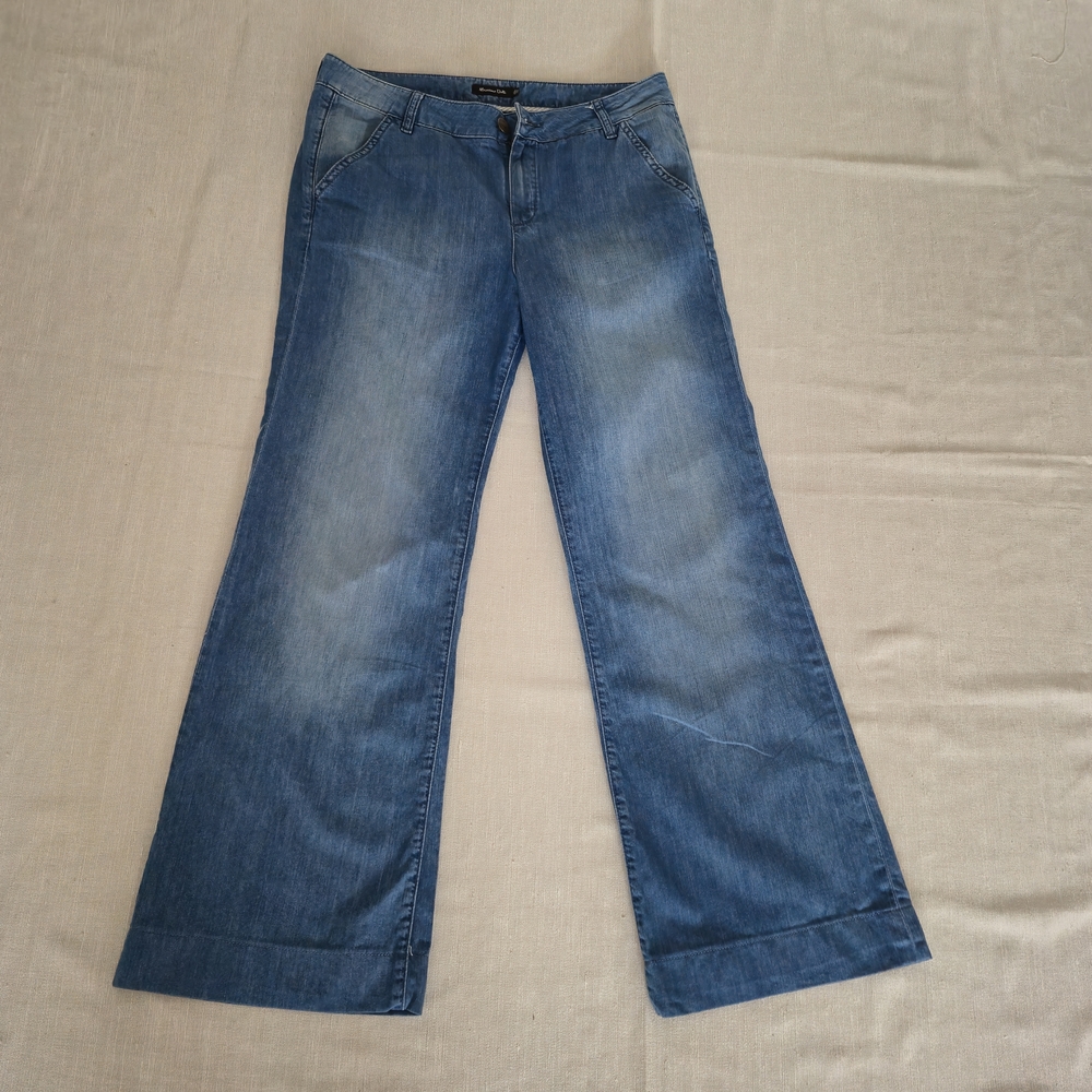 Massimo Dutti Flare Light Weight Jeans, Wide Leg Blue Women's Denim